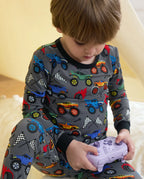 Monster Truck Long Two-Piece Pajama Set, monster truck club bamboo two piece pjs lifestyle 7