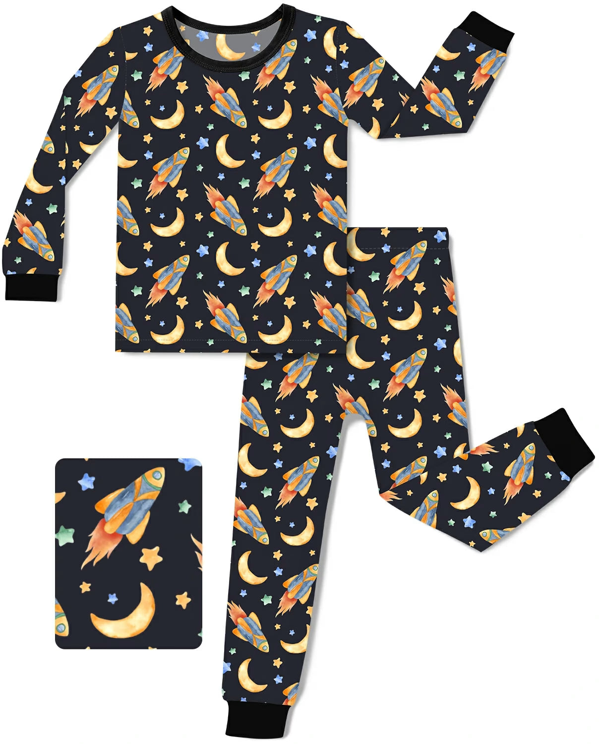 Moonlit Voyage Long Two-Piece Pajama Set, moonlit voyage bamboo long two piece pajama set main