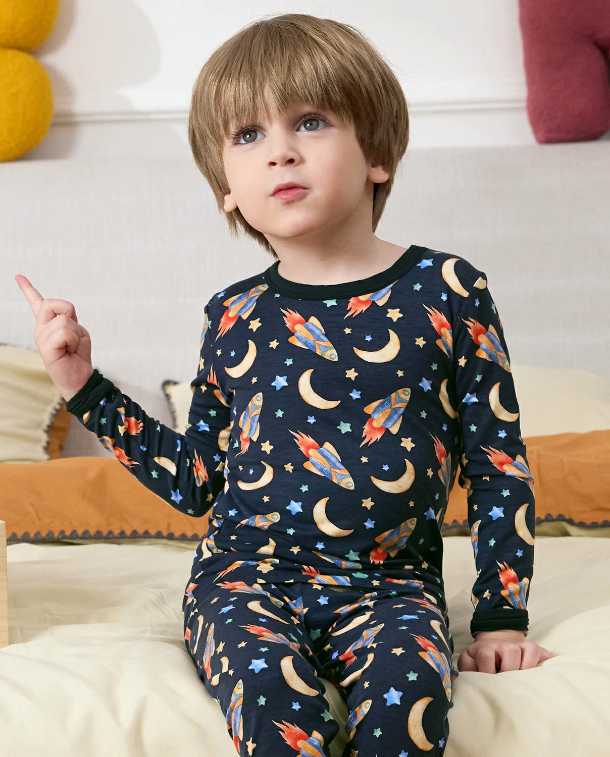 Moonlit Voyage Long Two-Piece Pajama Set, moonlit voyage bamboo long two piece pjs lifestyle 02