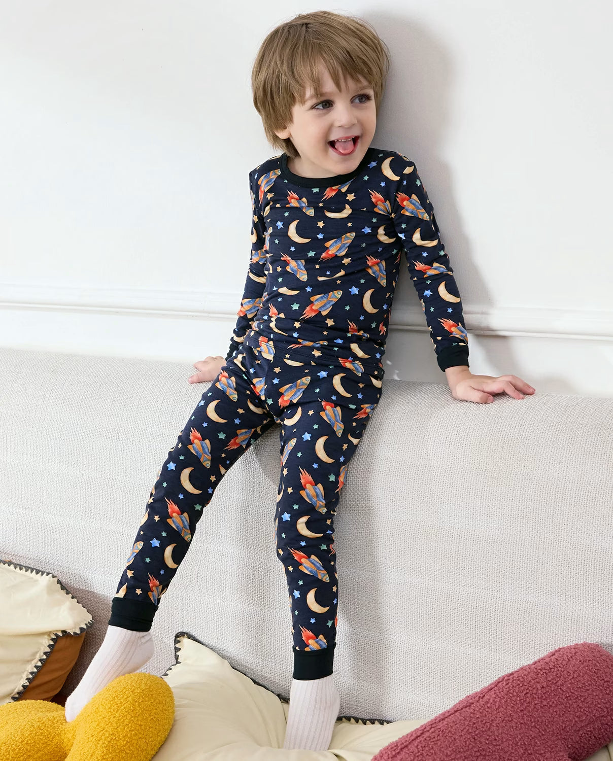 Moonlit Voyage Long Two-Piece Pajama Set, moonlit voyage bamboo long two piece pjs lifestyle 06