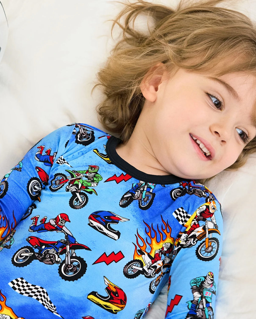 Moto Rider Long Two-Piece Pajama Set, moto rider bamboo long two piece pjs lifestyle 04