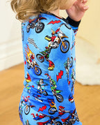 Moto Rider Long Two-Piece Pajama Set, moto rider bamboo long two piece pjs lifestyle 05