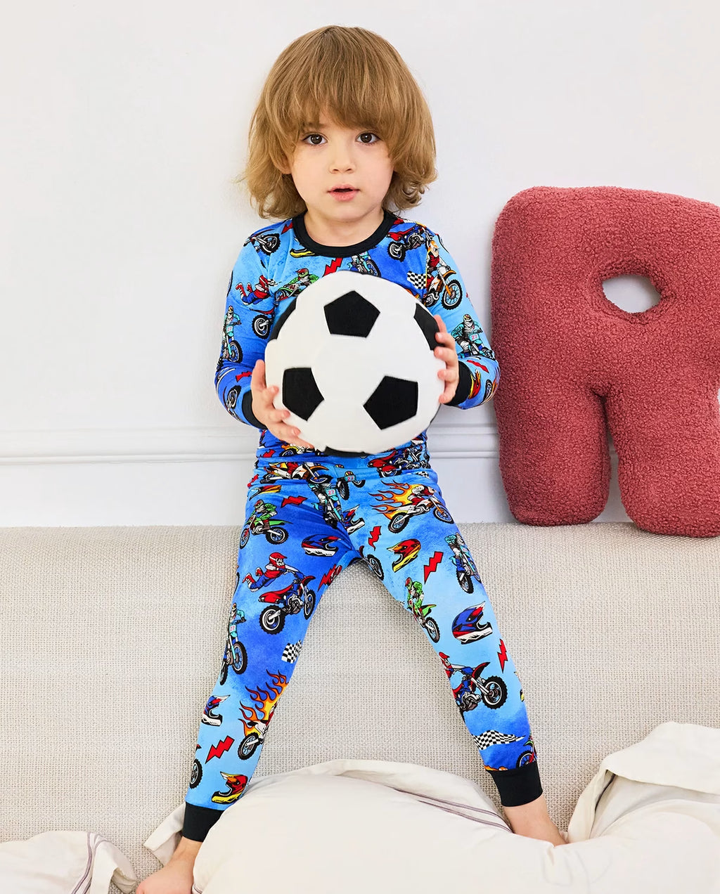 Moto Rider Long Two-Piece Pajama Set, moto rider bamboo long two piece pjs lifestyle 07