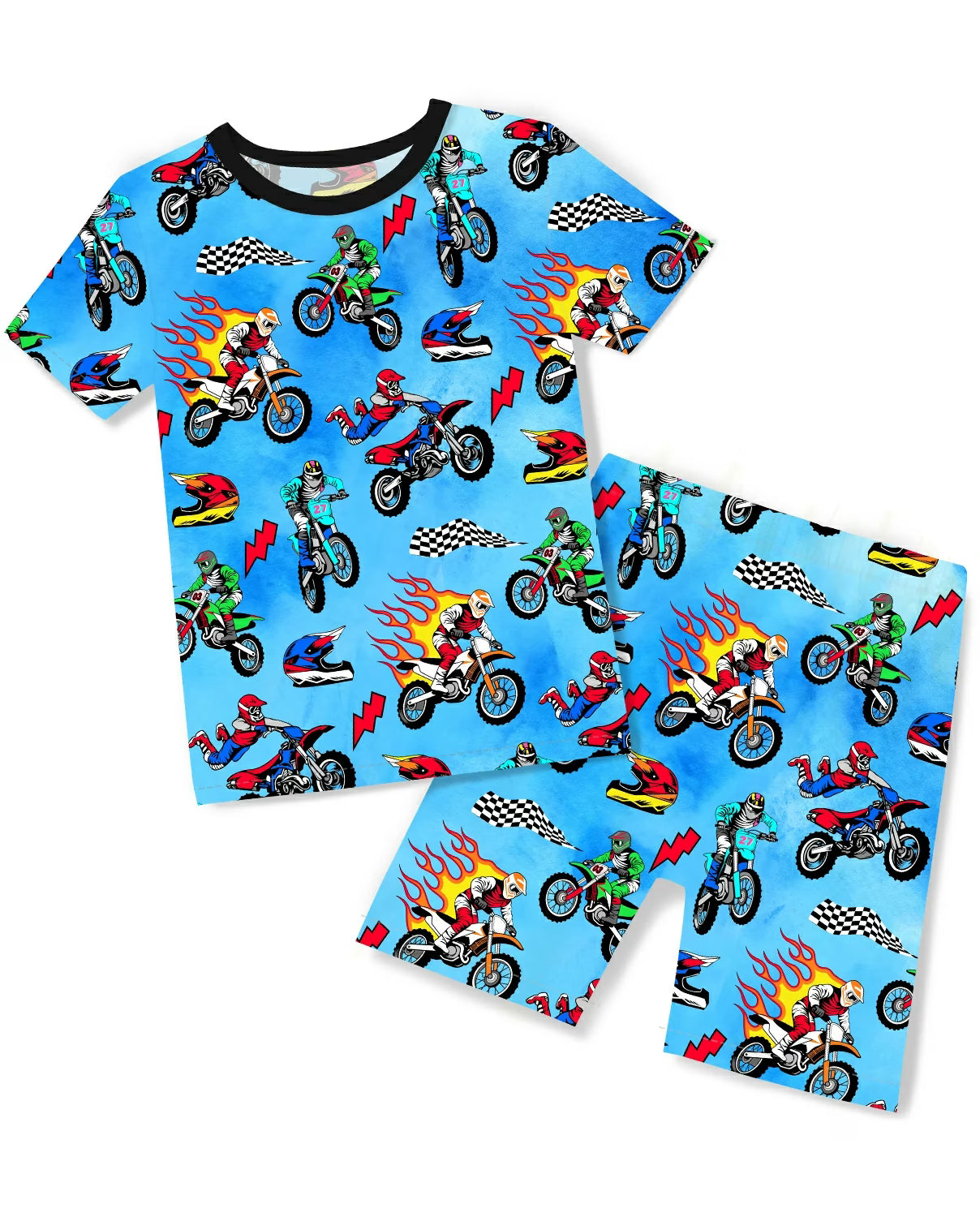 Moto Rider Short Two-Piece Pajama Set, moto rider bamboo short two piece pajama set main