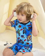 Moto Rider Short Two-Piece Pajama Set, moto rider bamboo short two piece pjs lifestyle 04