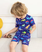 Neo Dino Short Two-Piece Pajama Set, neo dino bamboo short two piece pjs lifestyle 04