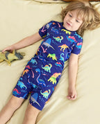 Neo Dino Short Two-Piece Pajama Set, neo dino bamboo short two piece pjs lifestyle 06