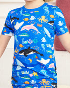 Ocean Friends Short Two-Piece Pajama Set, ocean friends bamboo short two piece pjs lifestyle 01