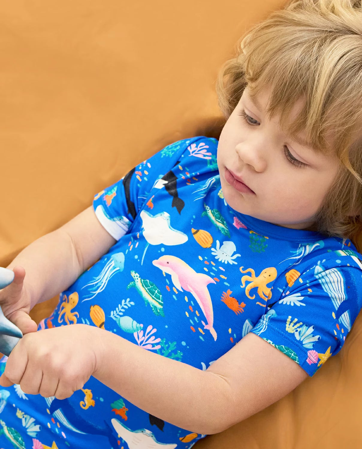Ocean Friends Short Two-Piece Pajama Set, ocean friends bamboo short two piece pjs lifestyle 05