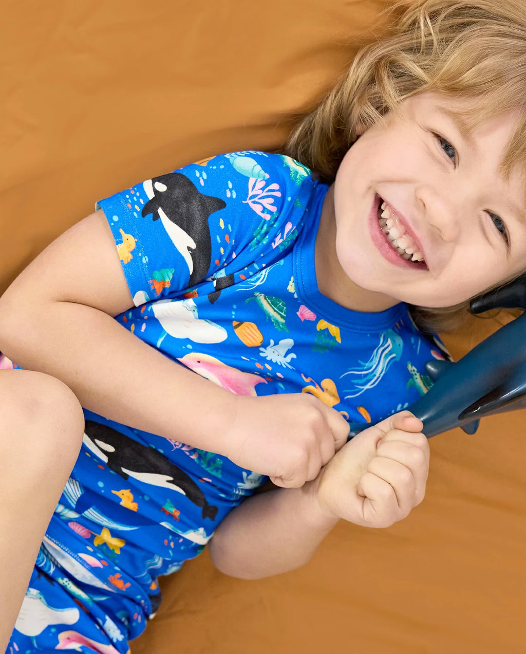 Ocean Friends Short Two-Piece Pajama Set, ocean friends bamboo short two piece pjs lifestyle 08