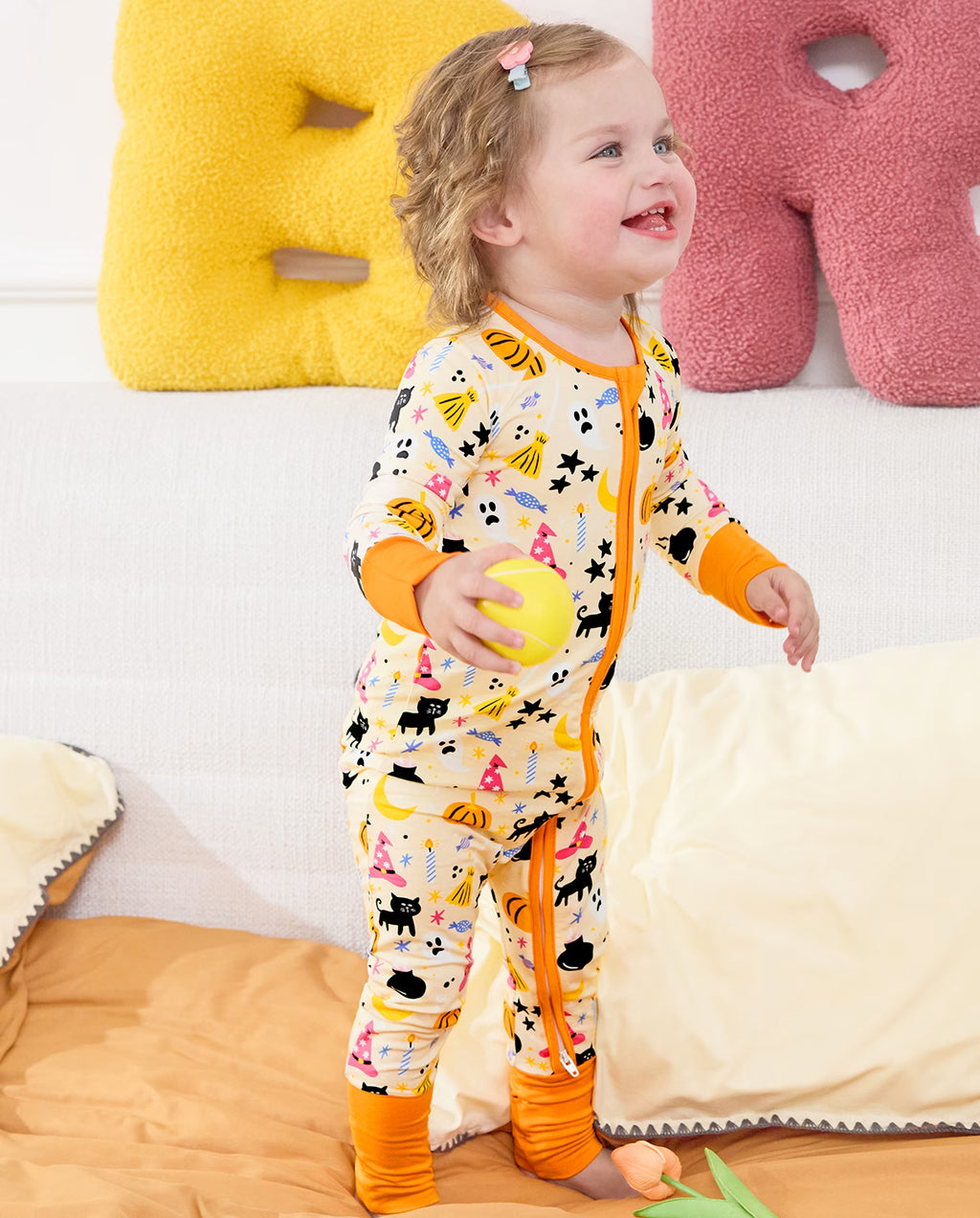 Orange Halloween Bamboo Zippy, orange halloween bamboo zippy smiling toddler 06