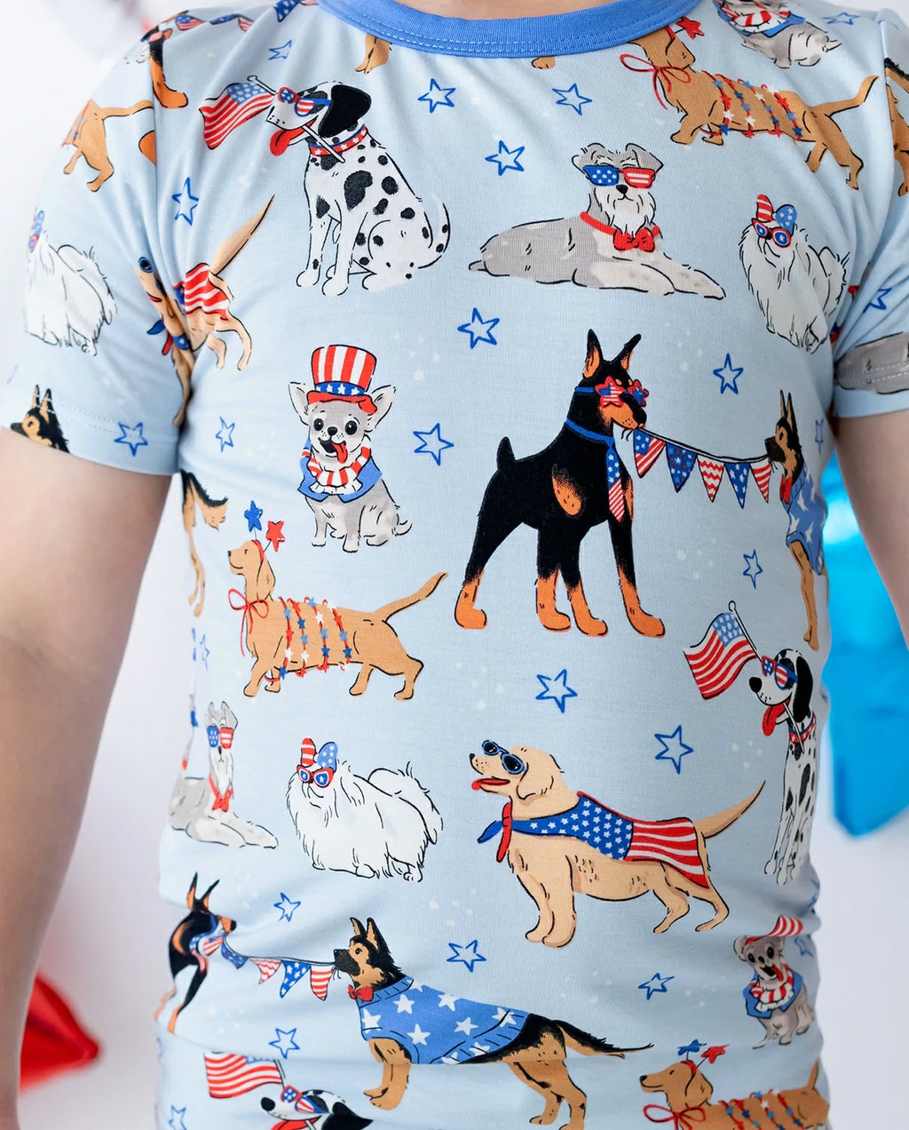 Patriot Paws Short Two-Piece Pajama Set, patriot paws bamboo short two piece pjs lifestyle 01