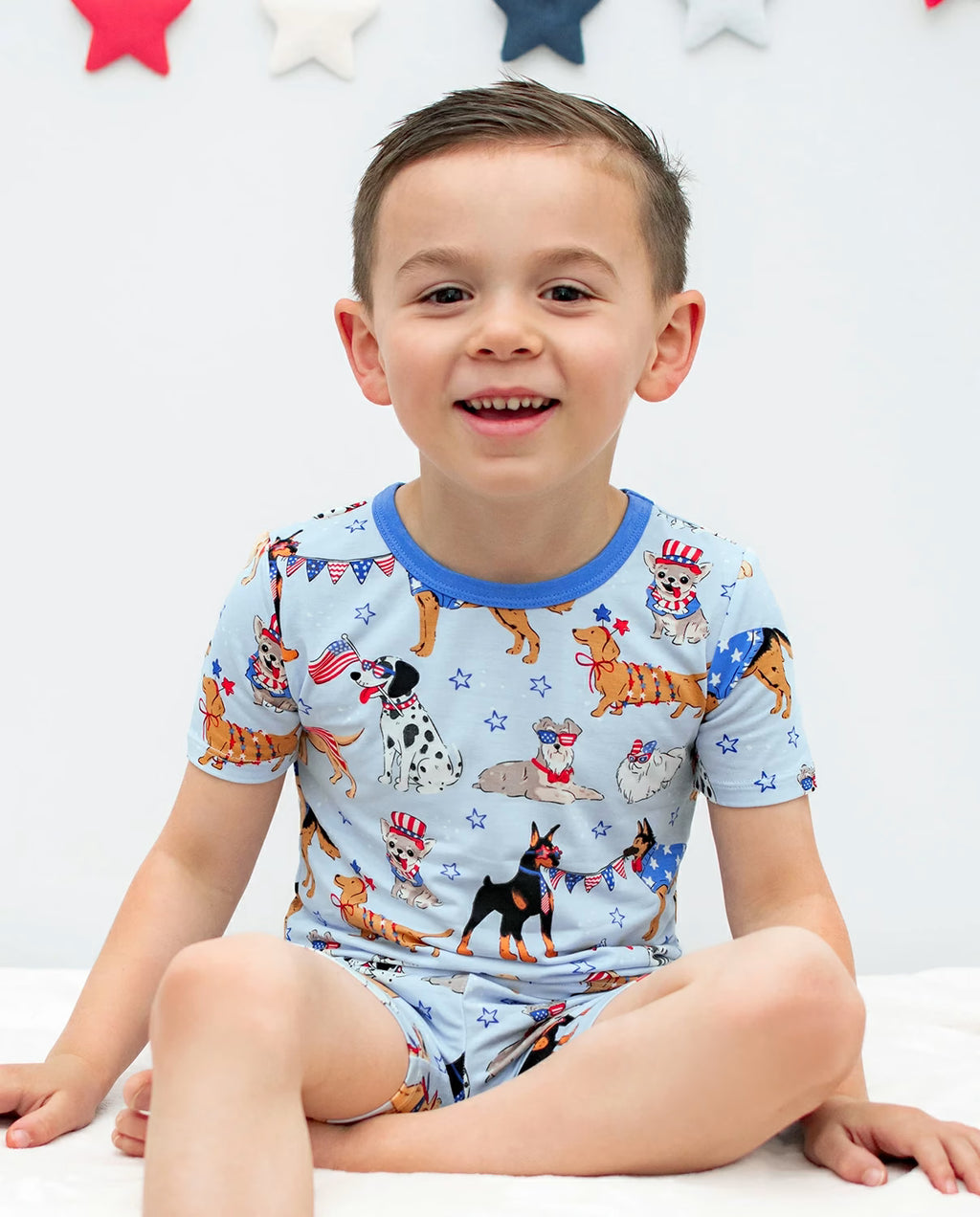 Patriot Paws Short Two-Piece Pajama Set, patriot paws bamboo short two piece pjs lifestyle 04