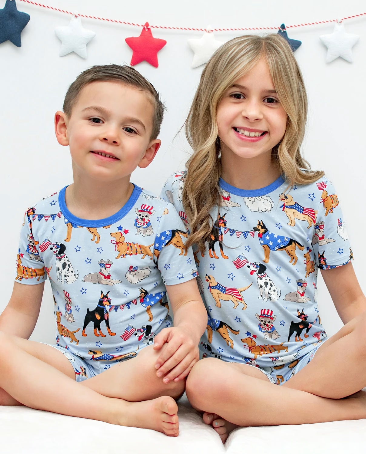 Patriot Paws Short Two-Piece Pajama Set, patriot paws bamboo short two piece pjs lifestyle 07