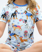 Patriot Paws Short Two-Piece Pajama Set, patriot paws bamboo short two piece pjs lifestyle 09