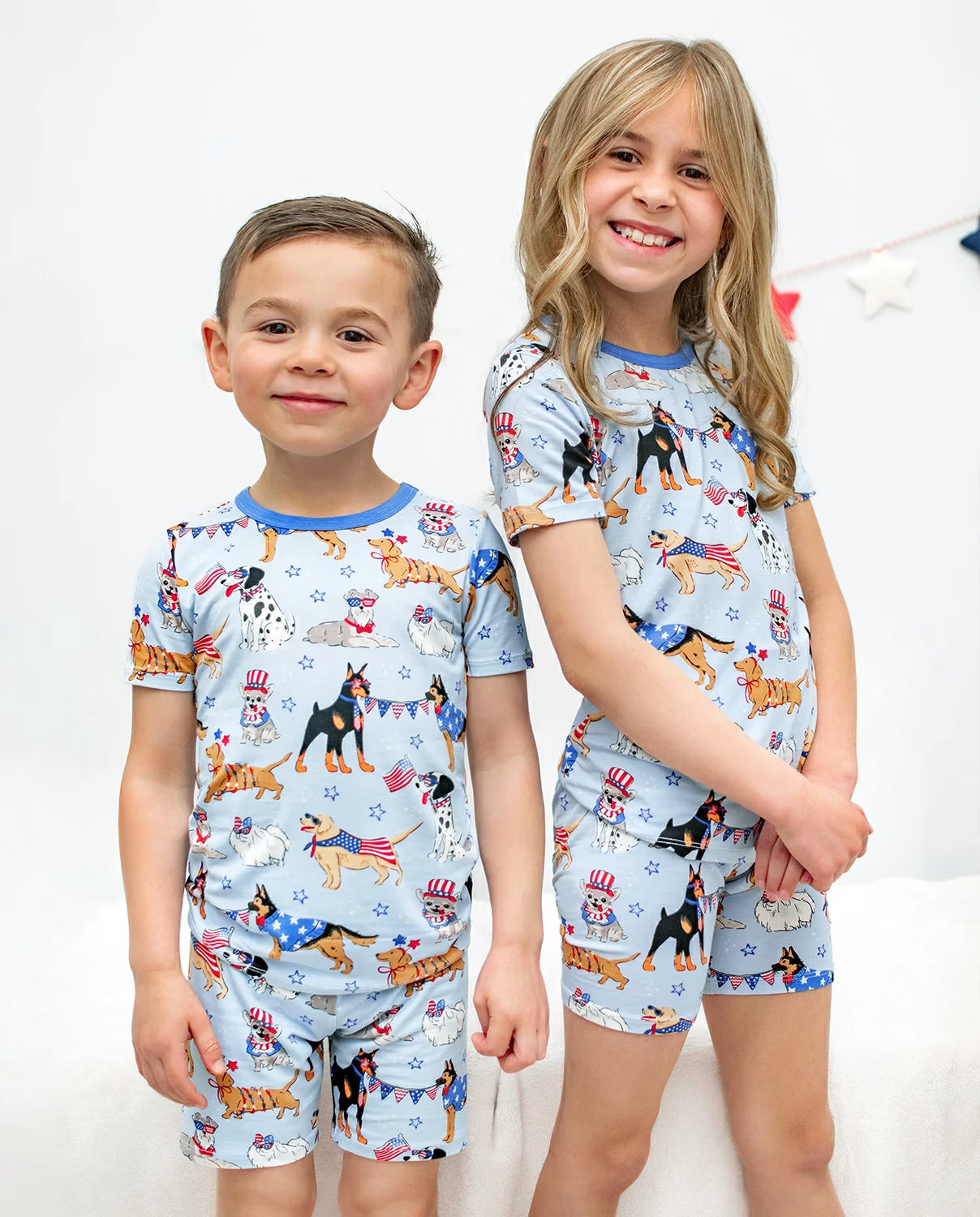 Patriot Paws Short Two-Piece Pajama Set, patriot paws bamboo short two piece pjs lifestyle 10