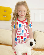 Patriotic Bows Short Two-Piece Pajama Set, patriotic bows bamboo short two piece pjs lifestyle 05