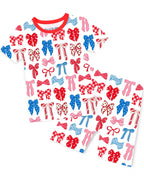 Patriotic Bows Short Two-Piece Pajama Set, patriotic bows bamboo short two piece pjs main