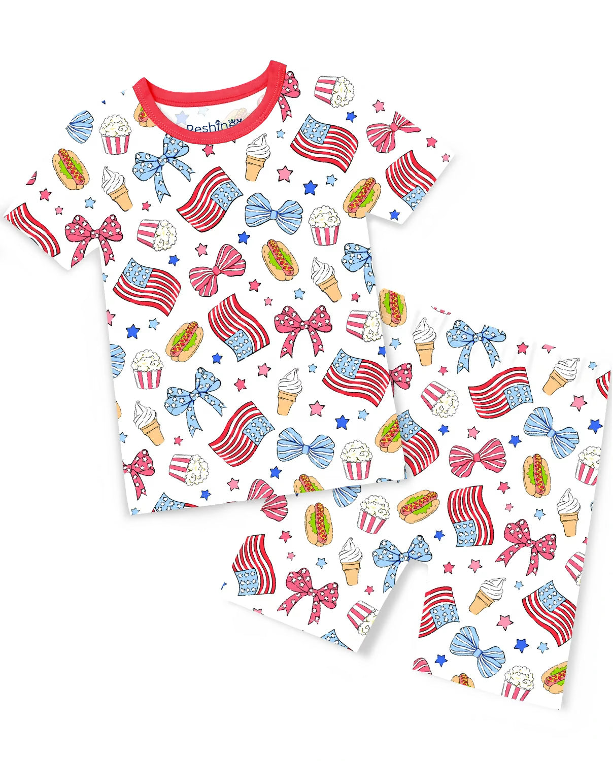 Patriotic Picnic Short Two-Piece Pajama Set, patriotic picnic short two piece pajama set main 1