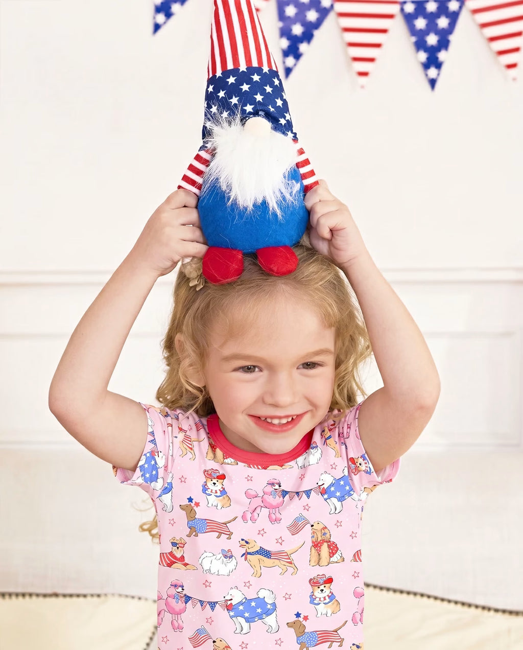 Patriotic Puppies Short Two-Piece Pajama Set, patriotic puppies bamboo short two piece pjs lifestyle 04