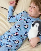 Penguin Snows Long Two-Piece Pajama Set, penguin snows bamboo two piece pjs lifestyle 6
