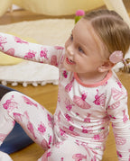 Pink Ballet Long Two-Piece Pajama Set