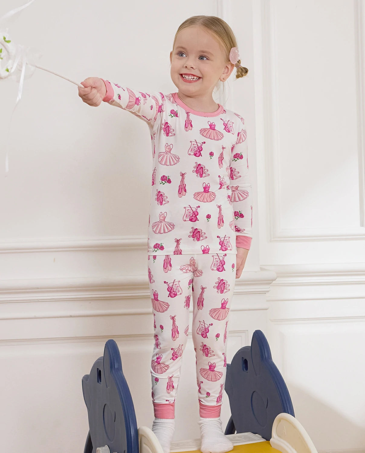 Pink Ballet Long Two-Piece Pajama Set