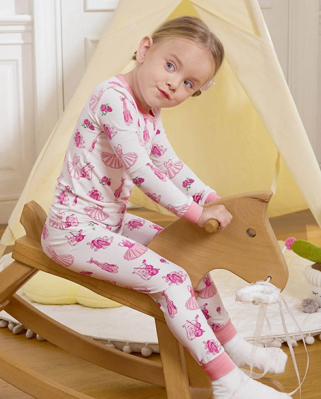 Pink Ballet Long Two-Piece Pajama Set