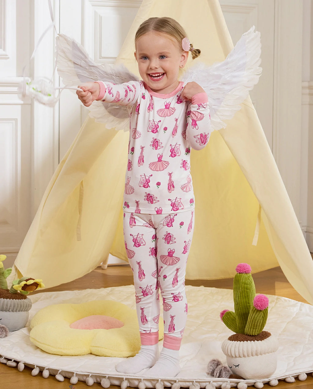 Pink Ballet Long Two-Piece Pajama Set