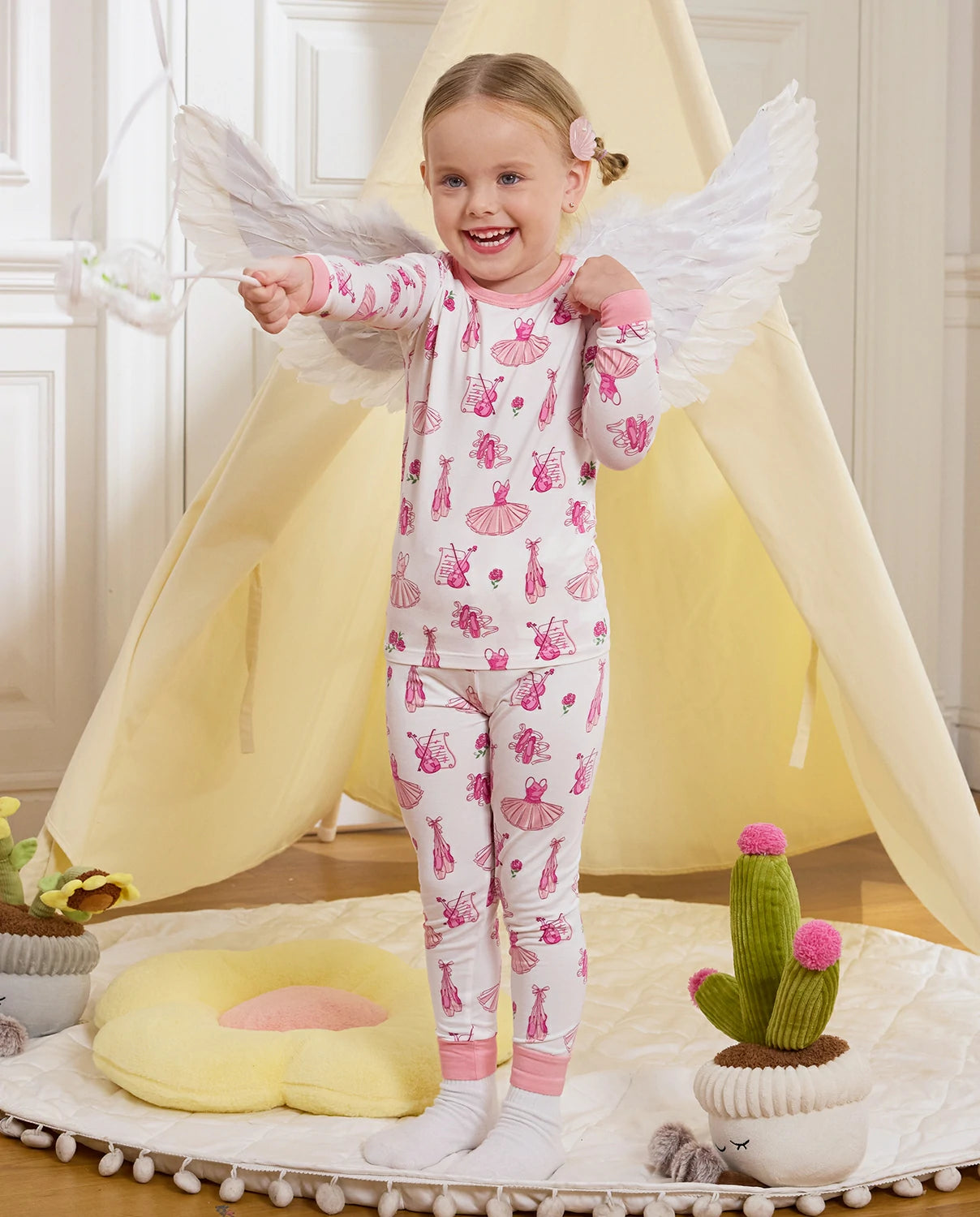 Pink Ballet Long Two-Piece Pajama Set