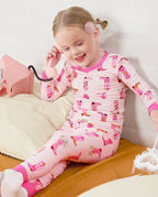 Pink Cowgirl Long Two-Piece Pajama Set, pink cowgirl bamboo two piece pjs lifestyle 2