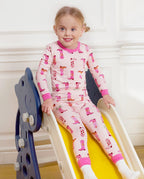 Pink Cowgirl Long Two-Piece Pajama Set, pink cowgirl bamboo two piece pjs lifestyle 6