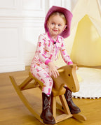 Pink Cowgirl Long Two-Piece Pajama Set, pink cowgirl bamboo two piece pjs lifestyle 8