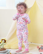 Pink Mermaid Long Two-Piece Pajama Set, pink mermaid bamboo two piece pjs lifestyle 1