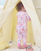 Pink Mermaid Long Two-Piece Pajama Set, pink mermaid bamboo two piece pjs lifestyle 10