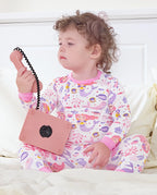 Pink Mermaid Long Two-Piece Pajama Set, pink mermaid bamboo two piece pjs lifestyle 6