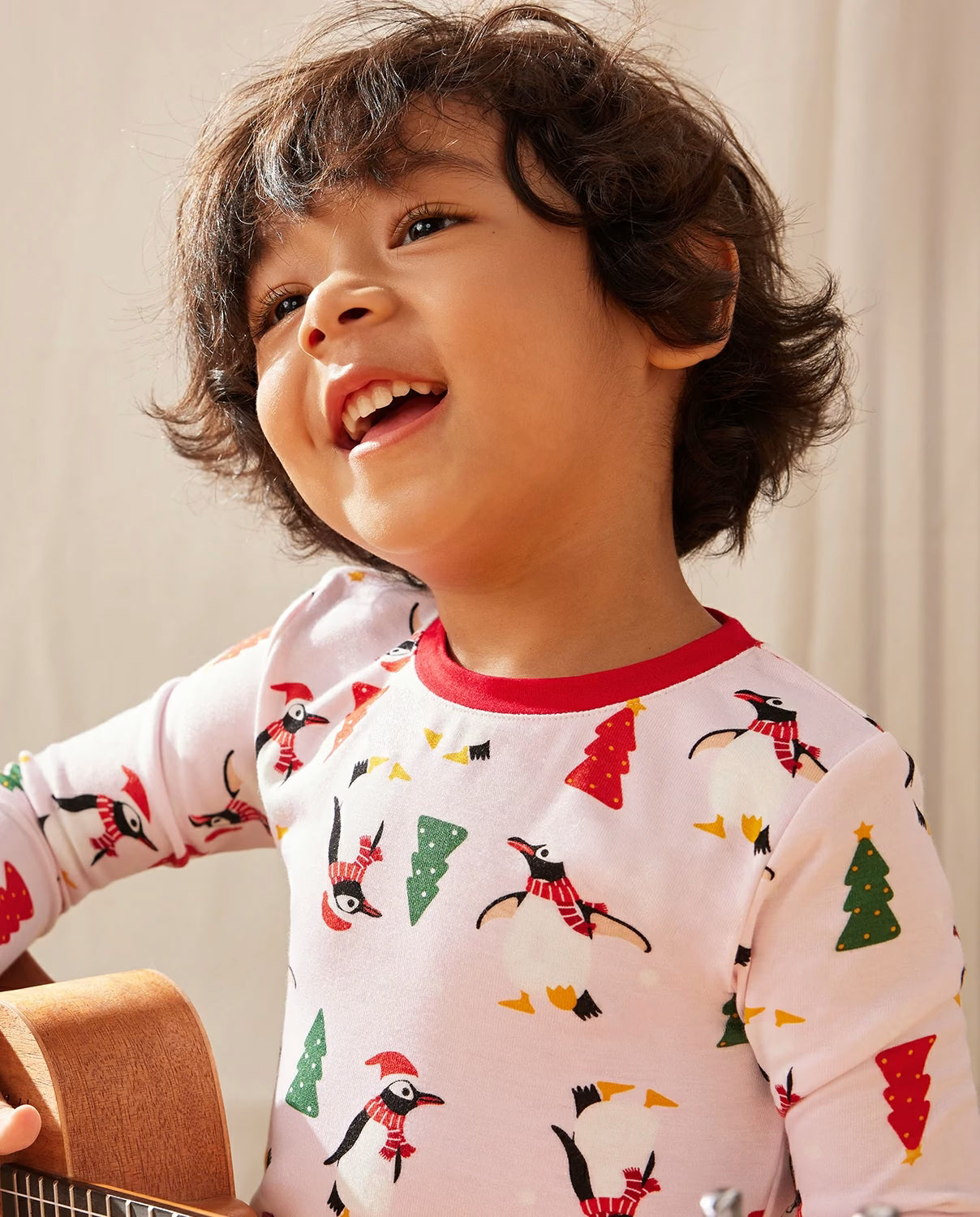 Pink Penguin Long Two-Piece Pajama Set, pink penguin bamboo two piece pjs lifestyle 3