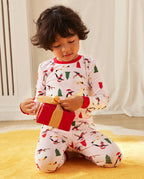 Pink Penguin Long Two-Piece Pajama Set, pink penguin bamboo two piece pjs lifestyle 6