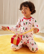Pink Penguin Long Two-Piece Pajama Set, pink penguin bamboo two piece pjs lifestyle 7