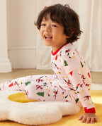 Pink Penguin Long Two-Piece Pajama Set, pink penguin bamboo two piece pjs lifestyle 9