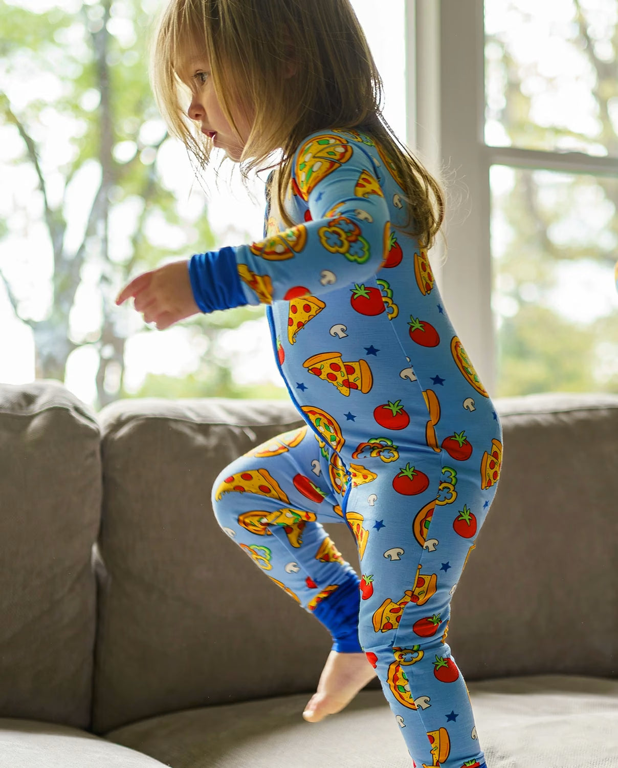 Pizza Party Bamboo Zippy, pizza party bamboo zippy active play side view