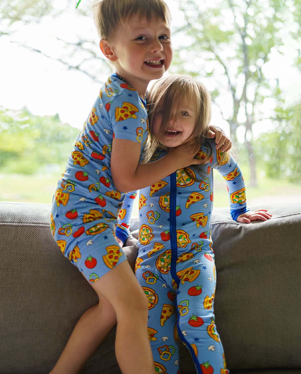 Pizza Party Bamboo Zippy, pizza party bamboo zippy matching sibling pajamas