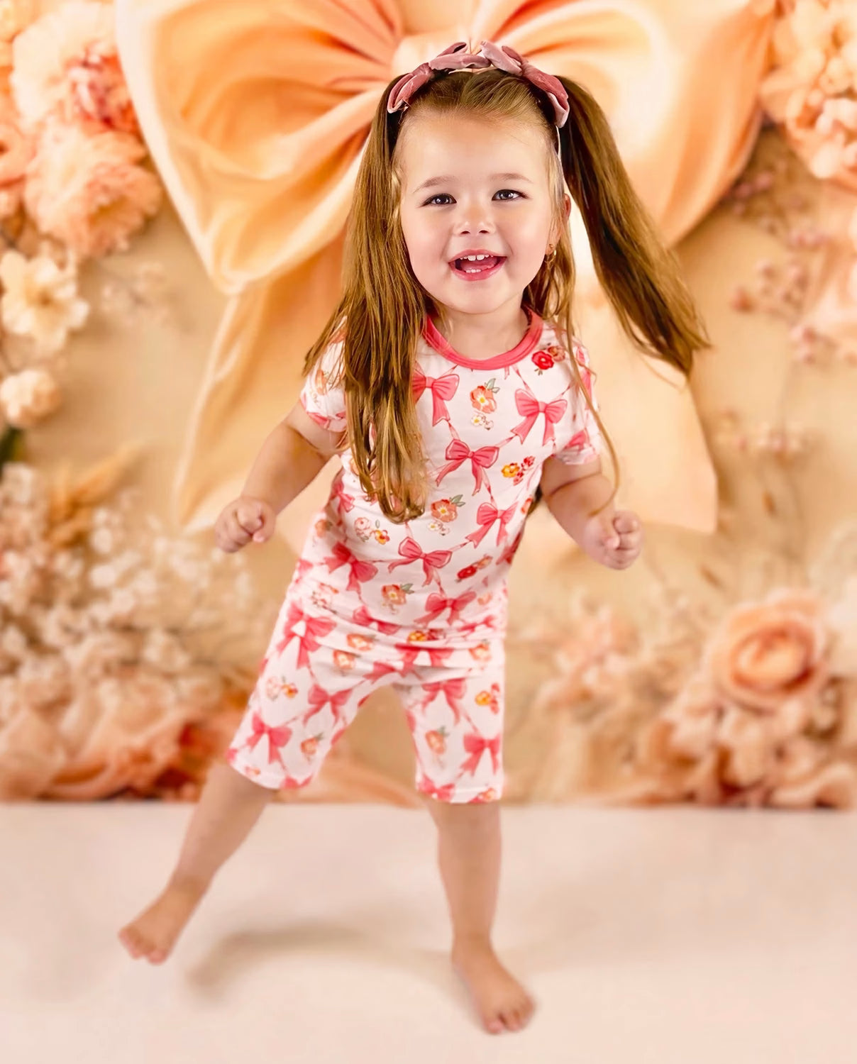 Pretty Bows Short Two-Piece Pajama Set, pretty bows bamboo short two piece pjs lifestyle 02