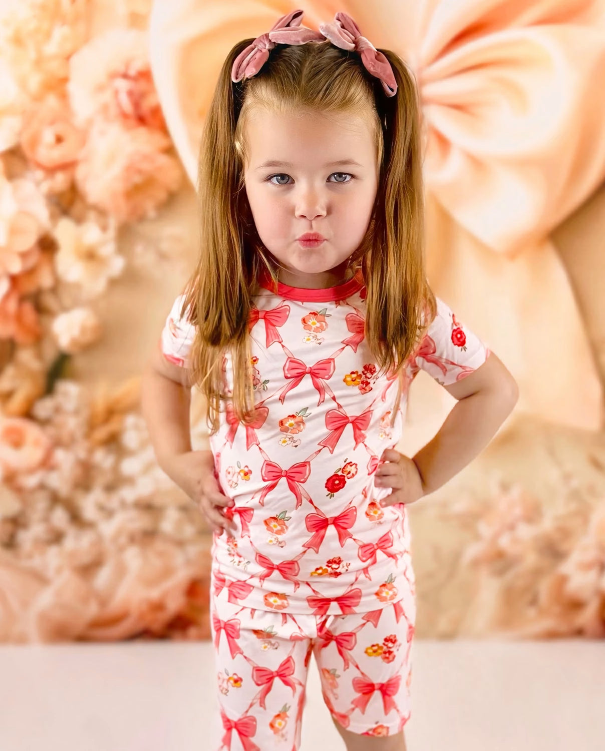 Pretty Bows Short Two-Piece Pajama Set, pretty bows bamboo short two piece pjs lifestyle 03