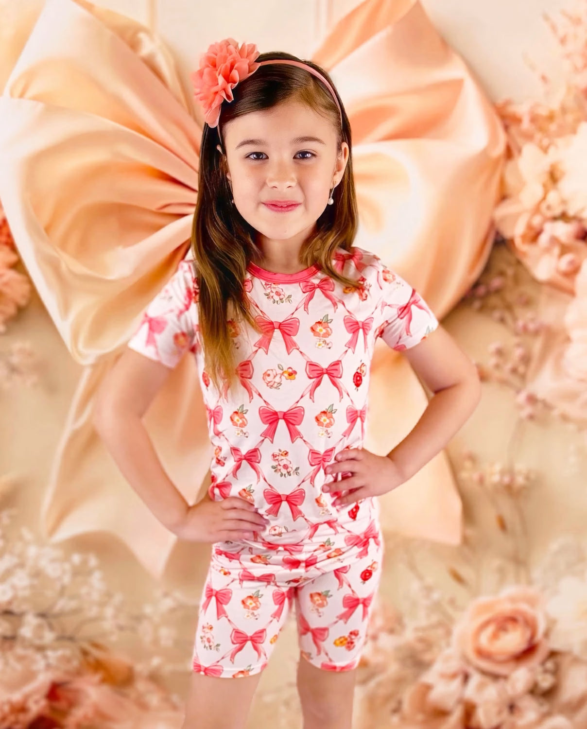 Pretty Bows Short Two-Piece Pajama Set, pretty bows bamboo short two piece pjs lifestyle 05