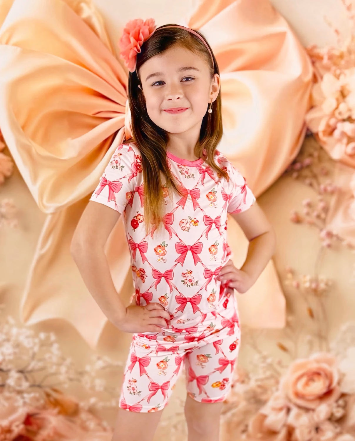 Pretty Bows Short Two-Piece Pajama Set, pretty bows bamboo short two piece pjs lifestyle 06