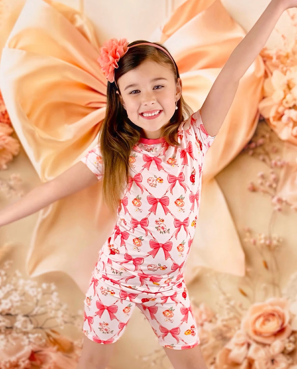 Pretty Bows Short Two-Piece Pajama Set, pretty bows bamboo short two piece pjs lifestyle 07