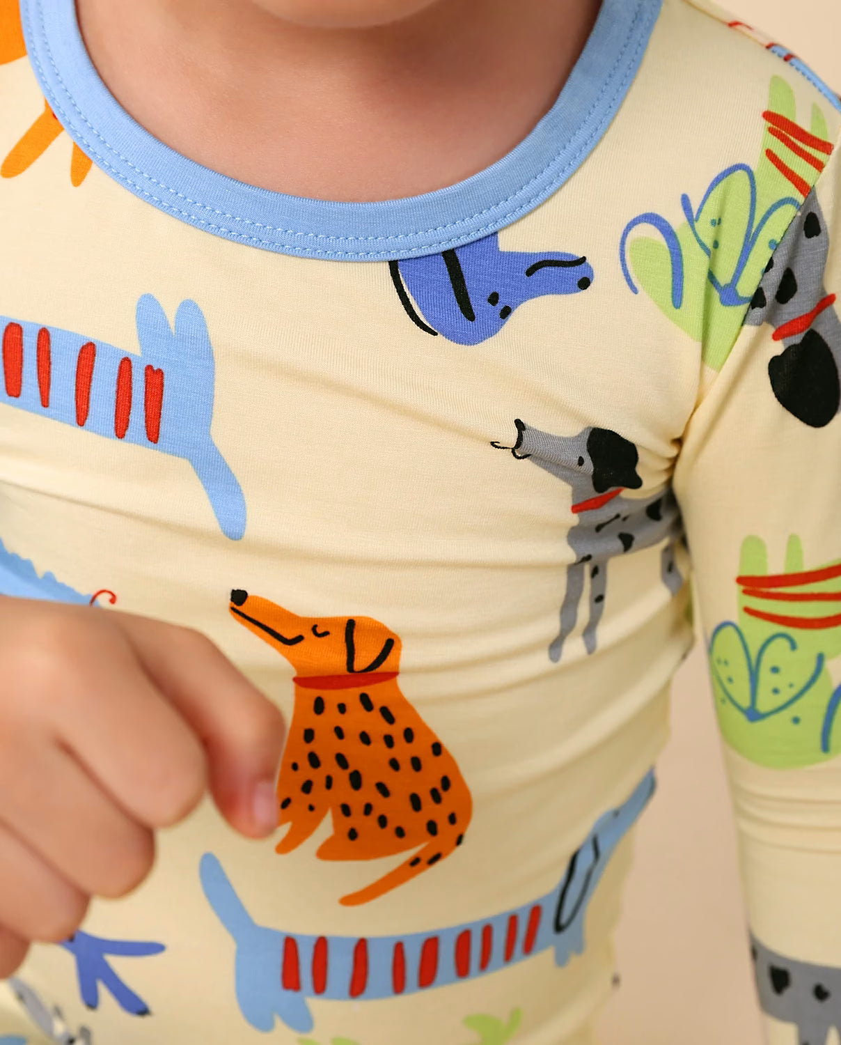 Puppy Bliss Long Two-Piece Pajama Set, puppy bliss bamboo two piece pjs lifestyle 2
