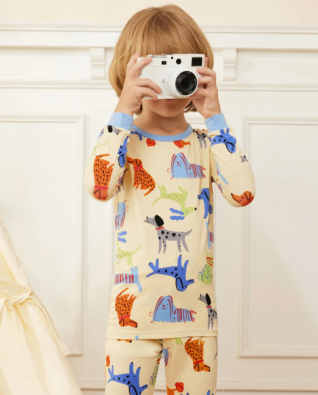 Puppy Bliss Long Two-Piece Pajama Set, puppy bliss bamboo two piece pjs lifestyle 5
