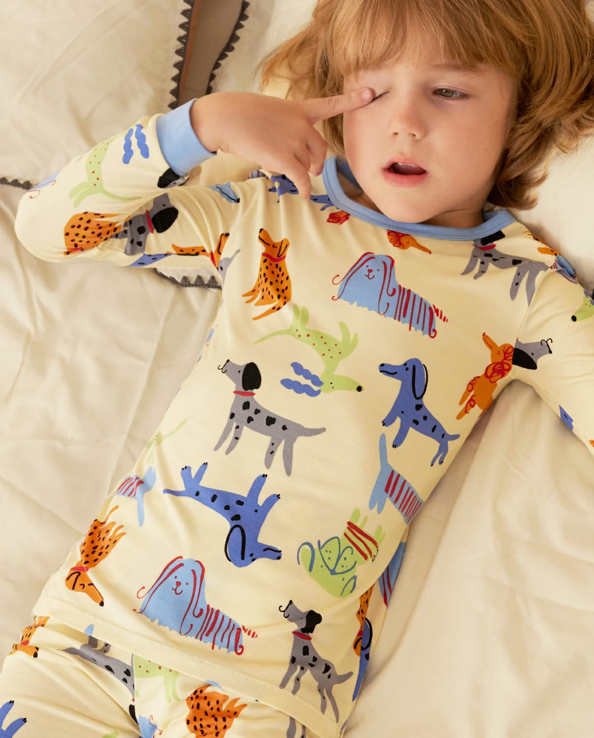 Puppy Bliss Long Two-Piece Pajama Set, puppy bliss bamboo two piece pjs lifestyle 6
